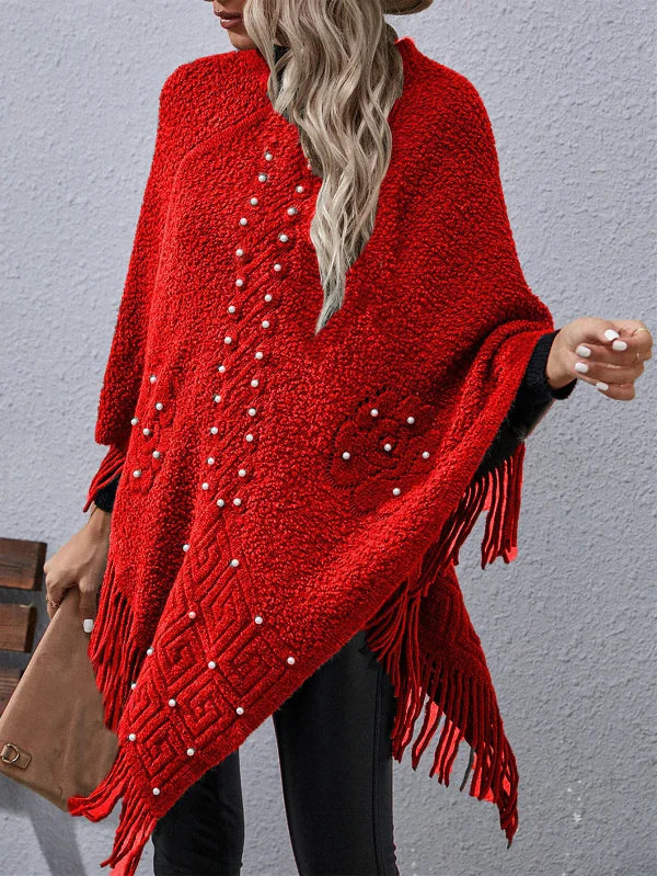 Quincy - Elegante maglione poncho ampio con maniche pipistrello