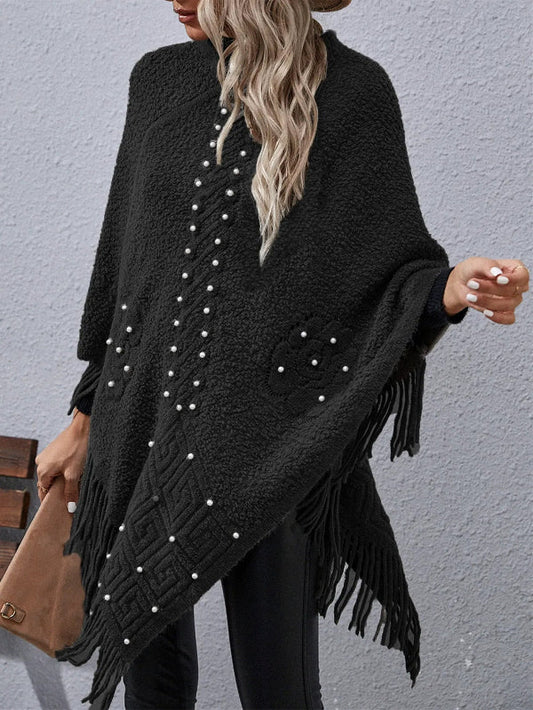 Quincy - Elegante maglione poncho ampio con maniche pipistrello