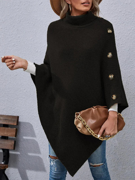 Wilma - Elegante maglione oversize a collo alto con maniche pipistrello