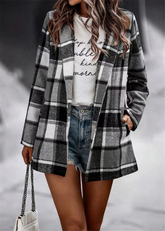 Janina - Cappotto-cardigan a quadri ampio e chic