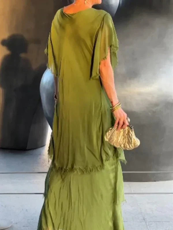 Elegante abito lungo da torta con scollo a V