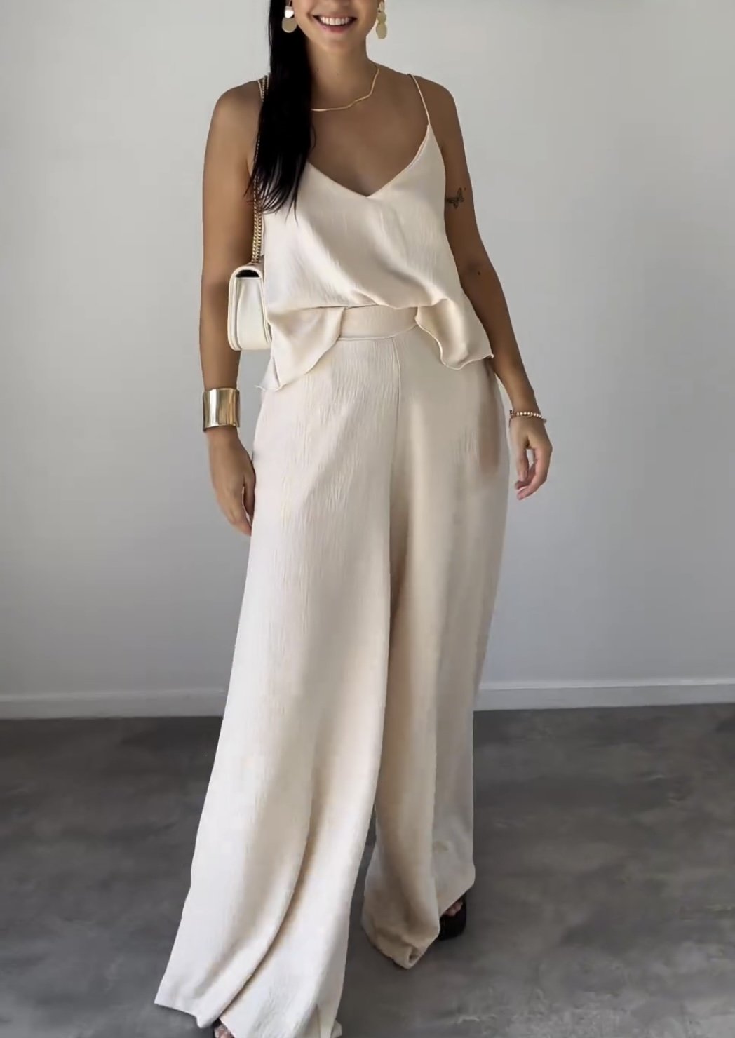 Susan - Completo elegante con top senza maniche e pantaloni larghi