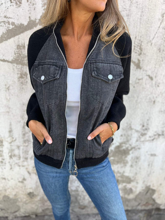 Zuzanna - Giacca di jeans elegante con zip