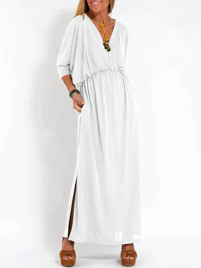 Luli - Abito Donna Casual Tinta Unita Con Scollo a V e Spacco