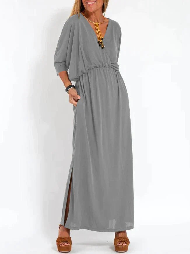 Luli - Abito Donna Casual Tinta Unita Con Scollo a V e Spacco