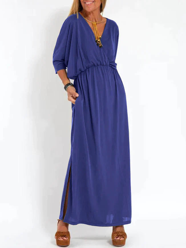 Luli - Abito Donna Casual Tinta Unita Con Scollo a V e Spacco