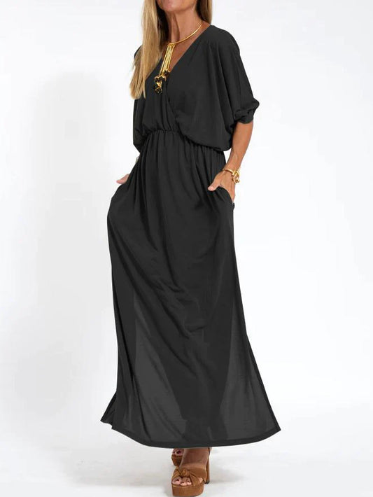 Luli - Abito Donna Casual Tinta Unita Con Scollo a V e Spacco