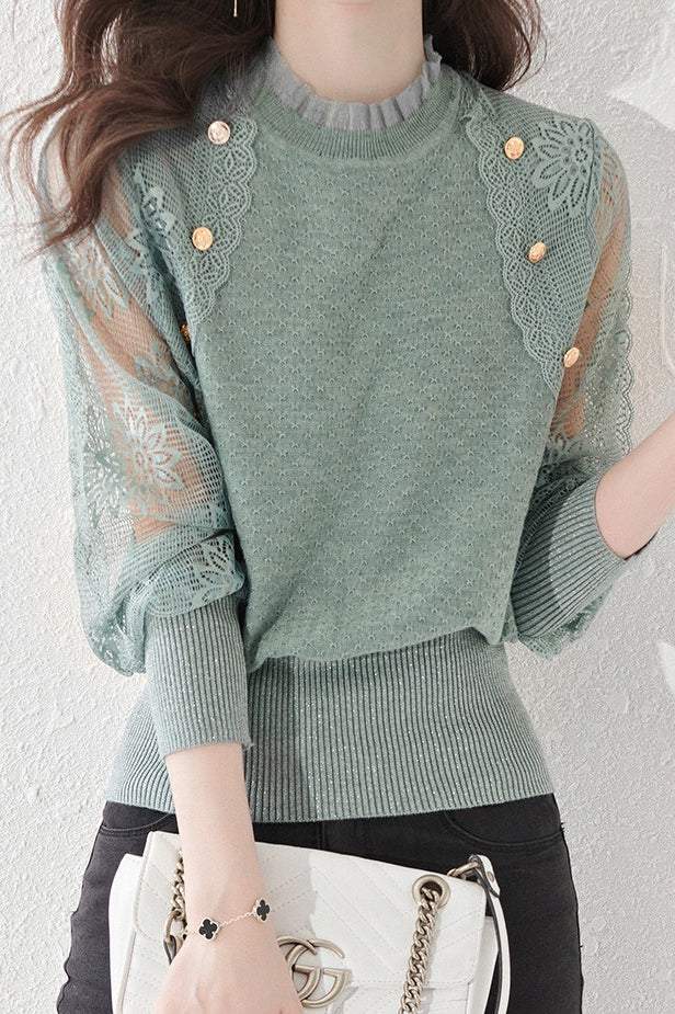 Florence - Maglione da donna con maniche in pizzo