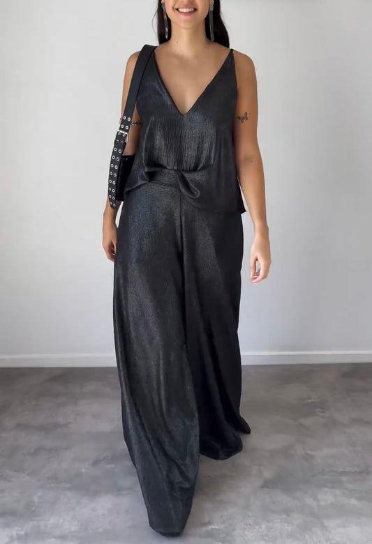 Susan - Completo elegante con top senza maniche e pantaloni larghi