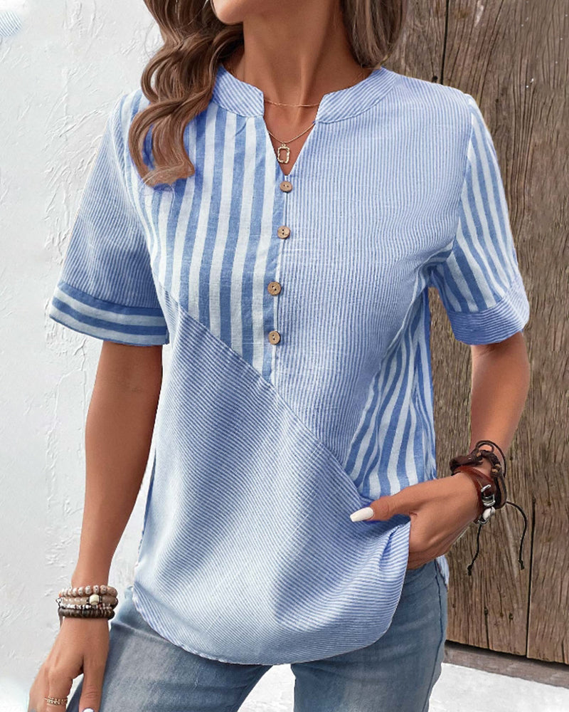 Eunice – Elegante camicetta a righe con maniche corte