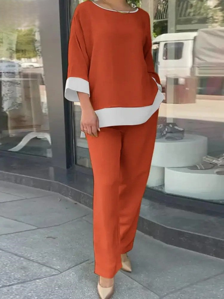 Erika - Completo con blusa ampia a mezza manica e pantaloni a gamba larga