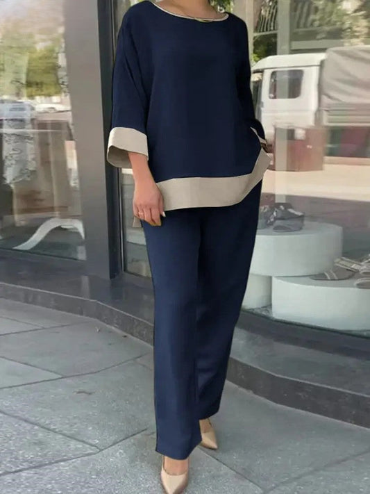 Erika - Completo con blusa ampia a mezza manica e pantaloni a gamba larga