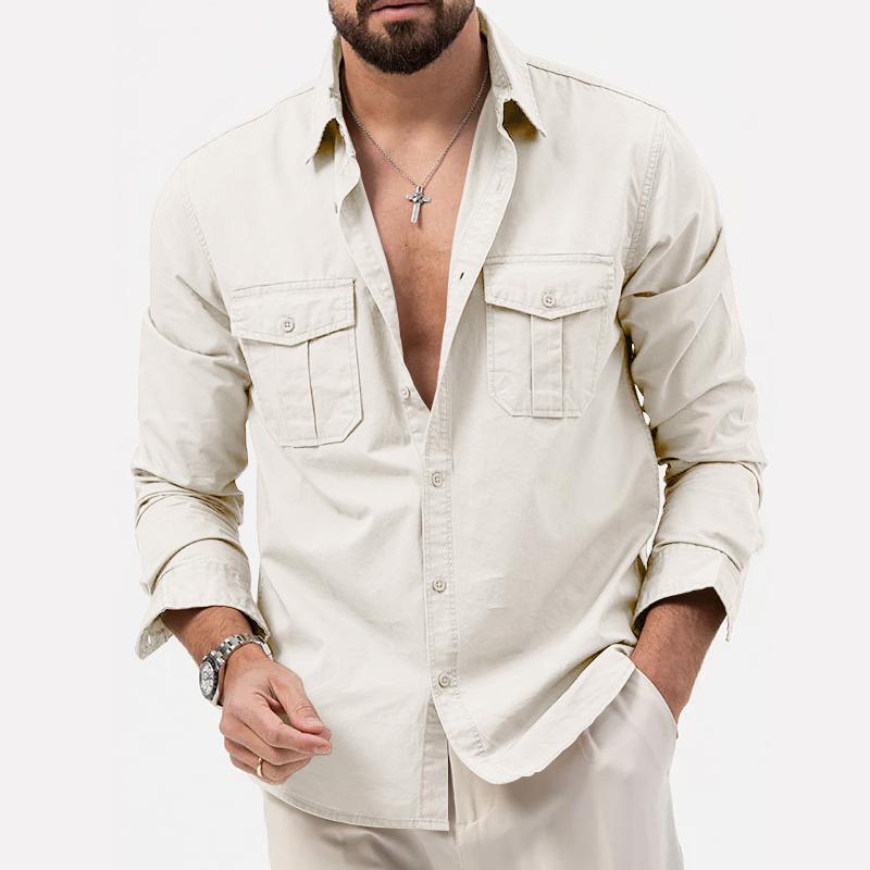 Lando - Elegante camicia cargo a maniche lunghe con bottoni