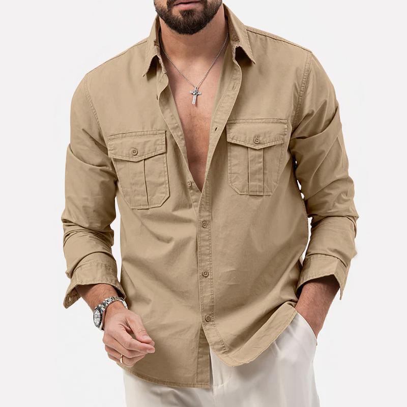 Lando - Elegante camicia cargo a maniche lunghe con bottoni