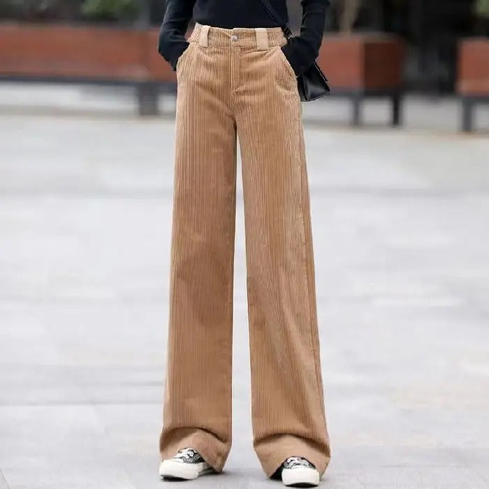 Grace - Pantaloni casual in velluto a coste a vita alta
