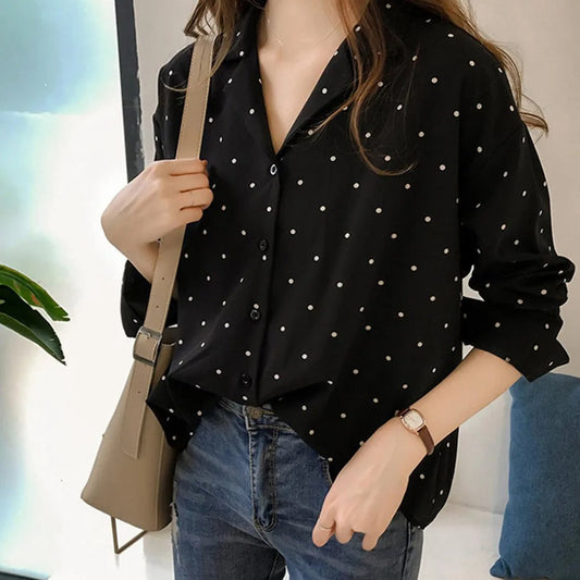 Daphne - Camicetta a maniche lunghe con pois