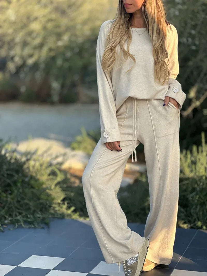 Lorraine - Completo composto da top a maniche lunghe e pantaloni a gamba larga