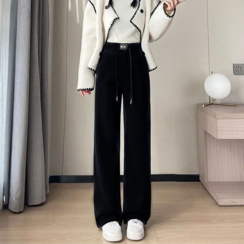 Alice - Pantaloni dritti in velluto a coste con fodera in pile spesso