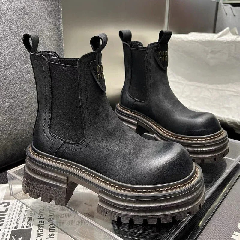 Cordelia - Stivali in pelle da donna con piattaforma a spillo