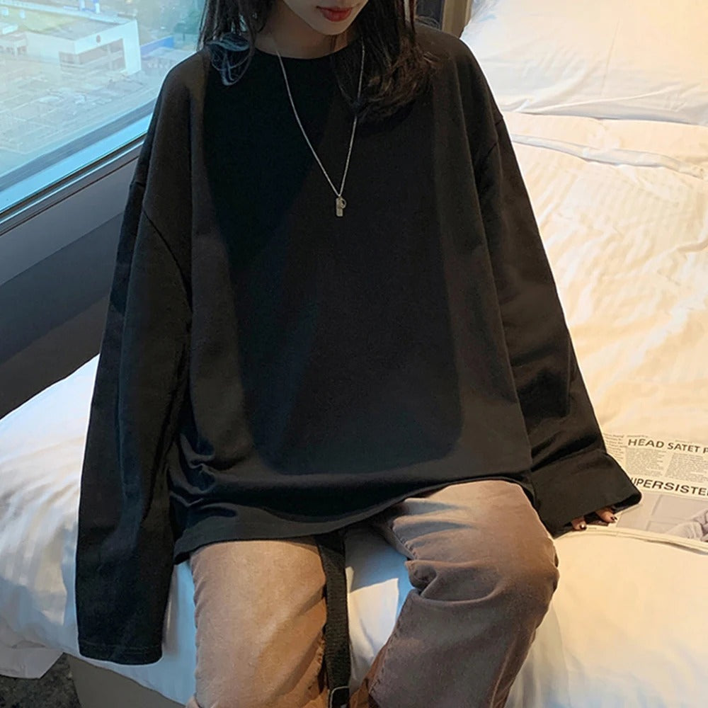 Nellie - Camicia oversize in cotone a maniche lunghe
