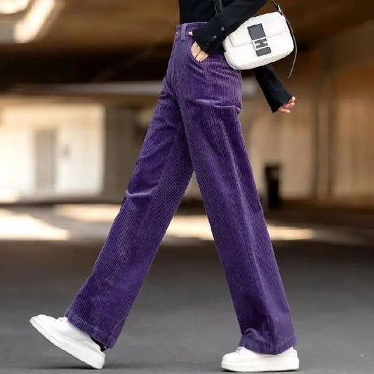 Grace - Pantaloni casual in velluto a coste a vita alta