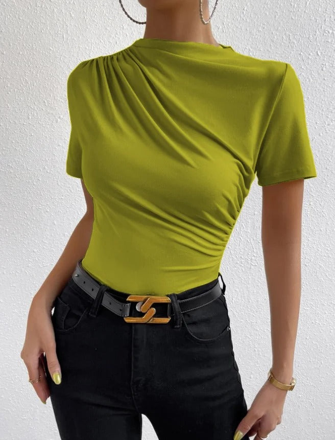 Margaret - Top a maniche corte plissettato