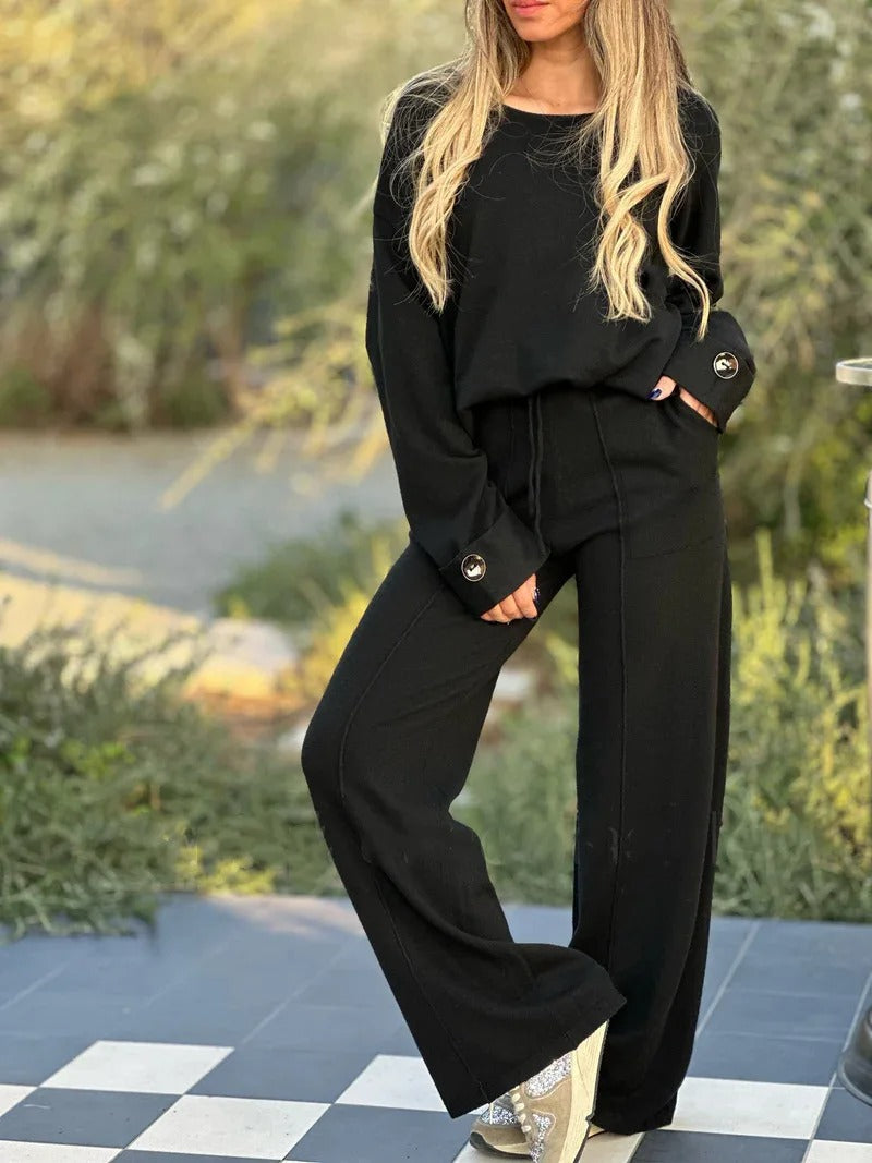 Lorraine - Completo composto da top a maniche lunghe e pantaloni a gamba larga