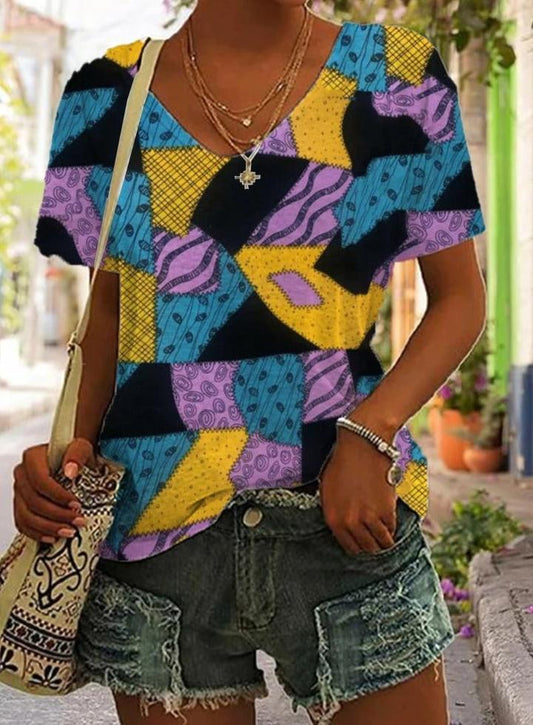 Allegra - Camicia da donna con stampa patchwork
