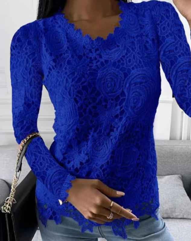 Hulda - Elegante top in pizzo a maniche lunghe