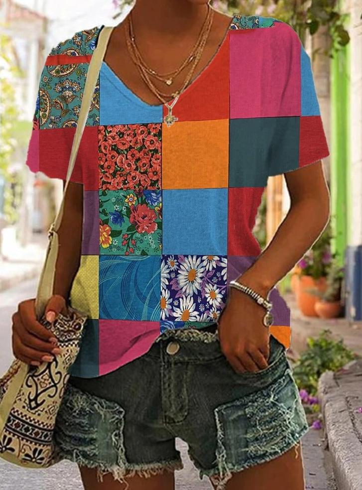 Allegra - Camicia da donna con stampa patchwork