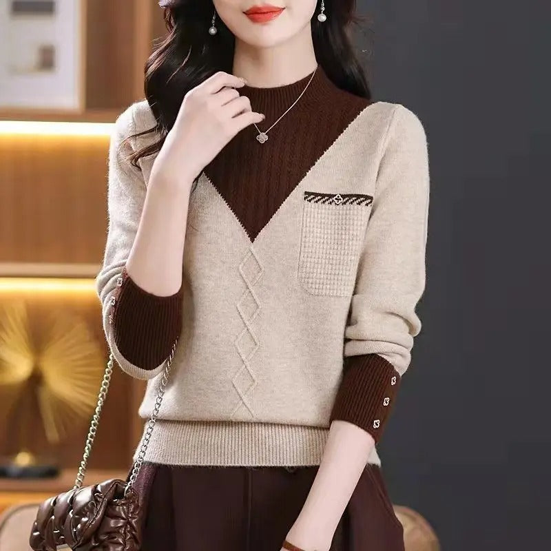 Margaret - Maglione a collo mezzo con colori a contrasto da donna