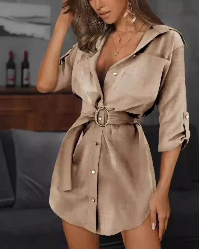 Kaitlyn - Abito camicia con maniche arrotolate