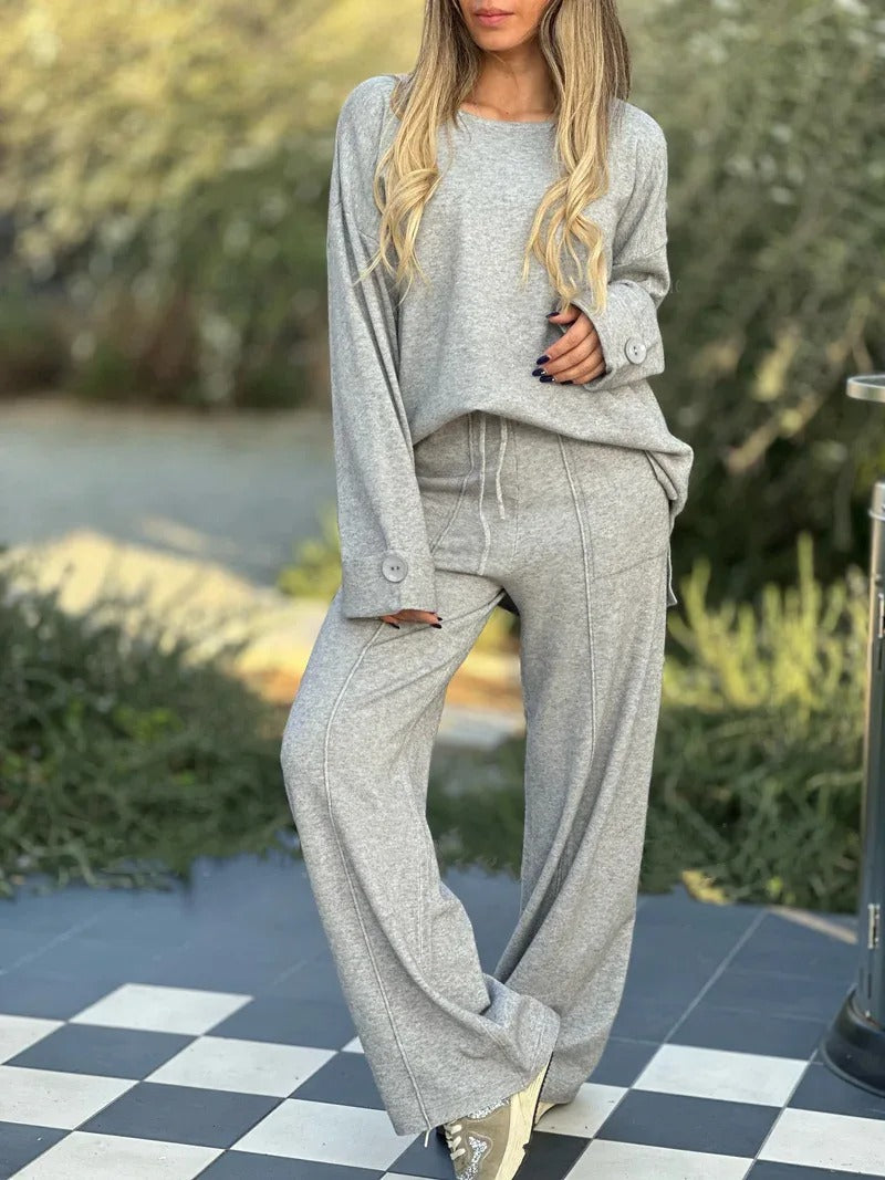 Lorraine - Completo composto da top a maniche lunghe e pantaloni a gamba larga