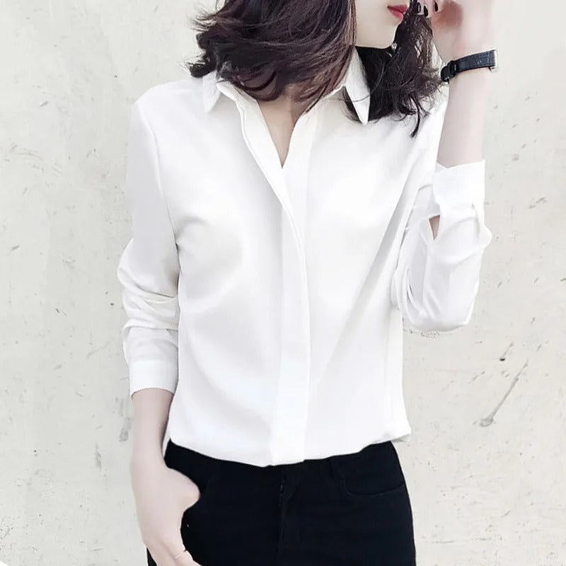 Darla - Top in chiffon con scollo a V per donna