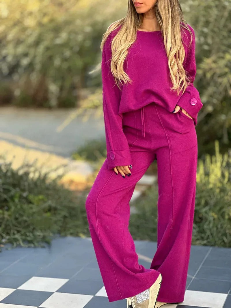 Lorraine - Completo composto da top a maniche lunghe e pantaloni a gamba larga
