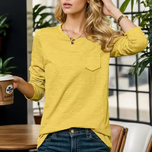 Sophronia - Camicia in cotone a maniche lunghe e girocollo alla moda