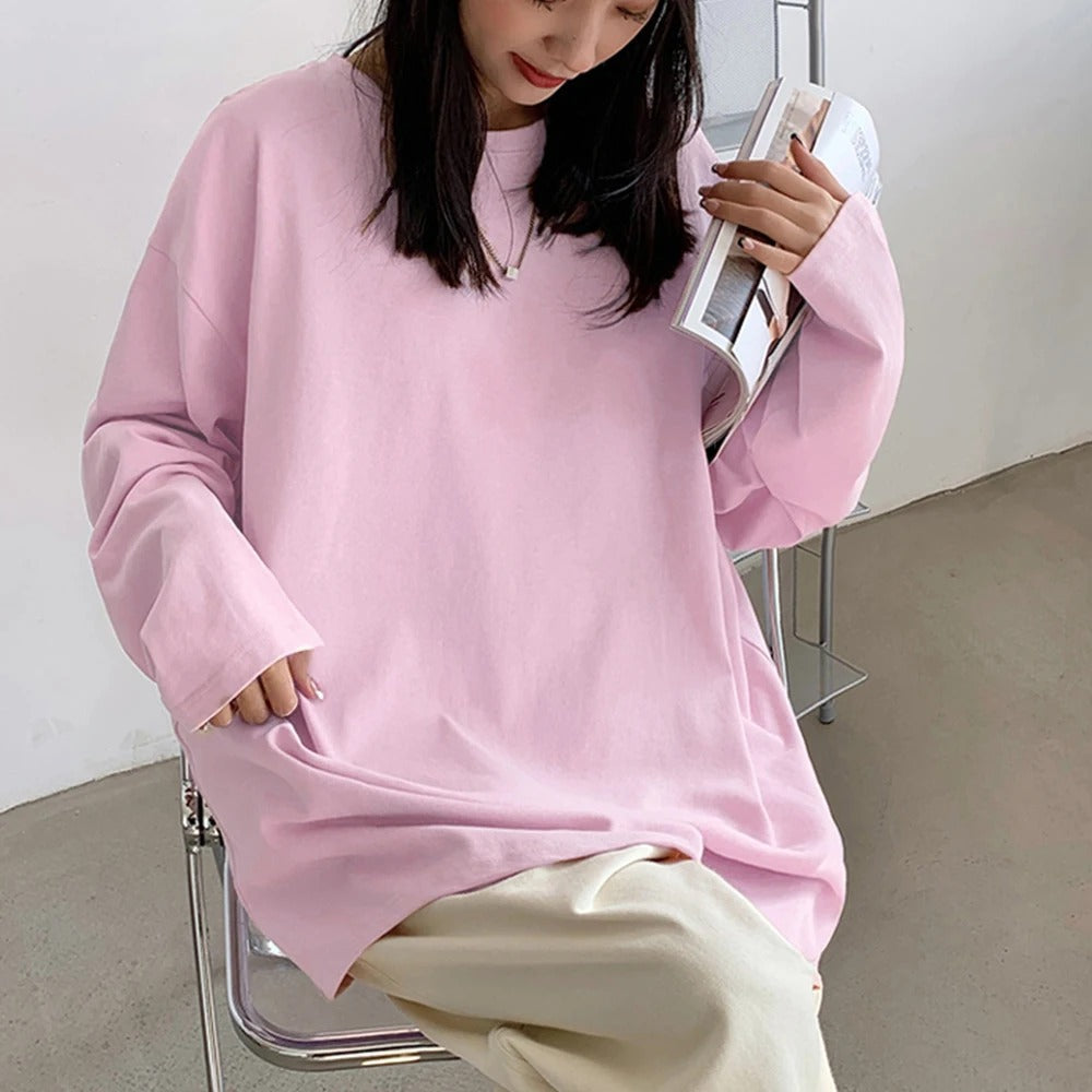 Nellie - Camicia oversize in cotone a maniche lunghe
