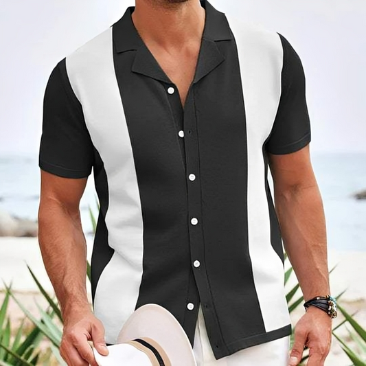 Jimmy - Polo Elegante a Righe con Bottoni e Maniche Corte