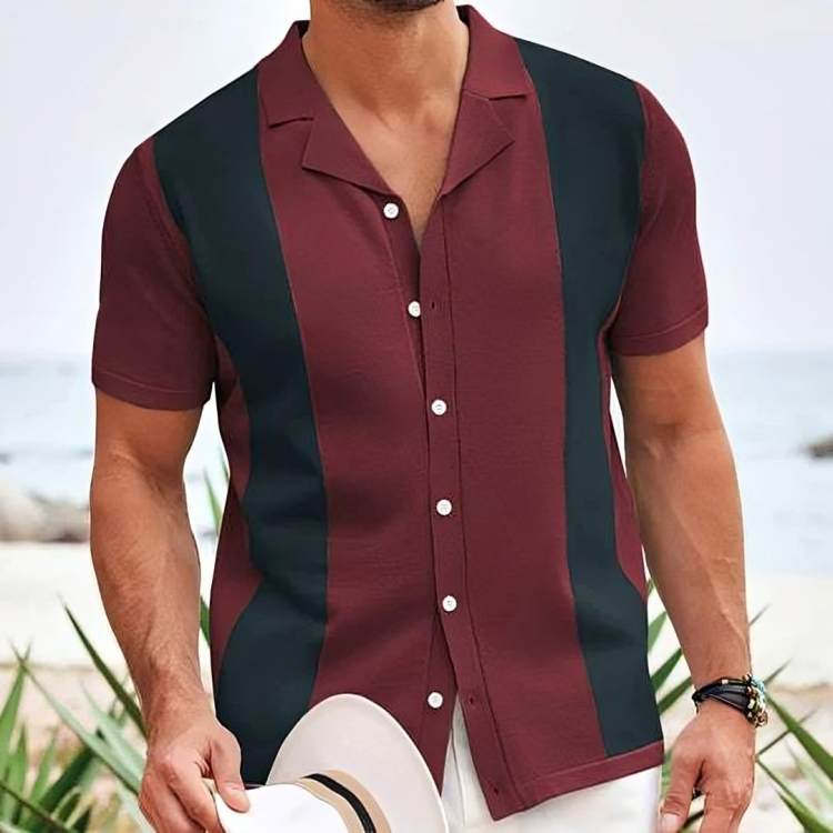 Jimmy - Polo Elegante a Righe con Bottoni e Maniche Corte