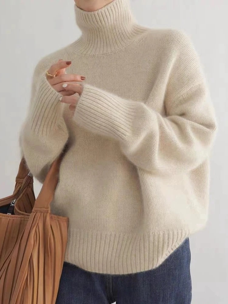 Milensa - Maglione dolcevita in lana merino caldo e confortevole