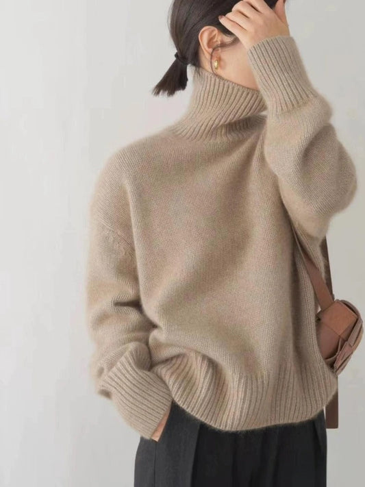 Milensa - Maglione dolcevita in lana merino caldo e confortevole