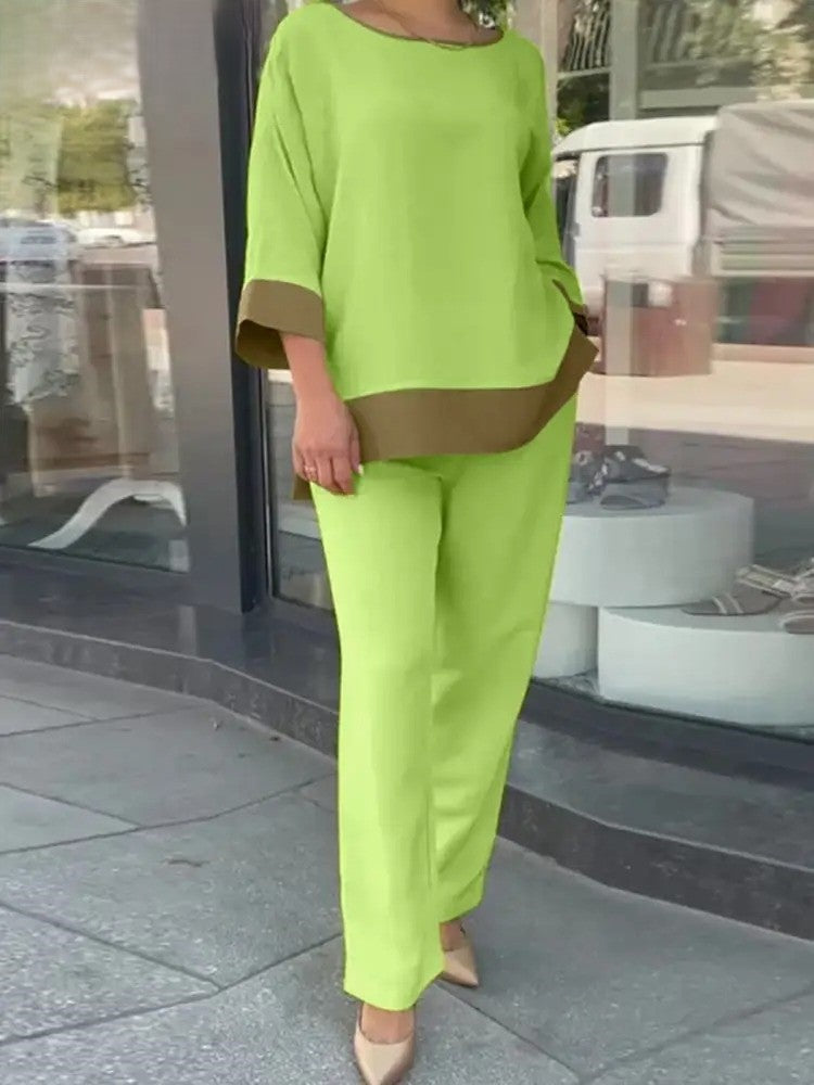 Erika - Completo con blusa ampia a mezza manica e pantaloni a gamba larga