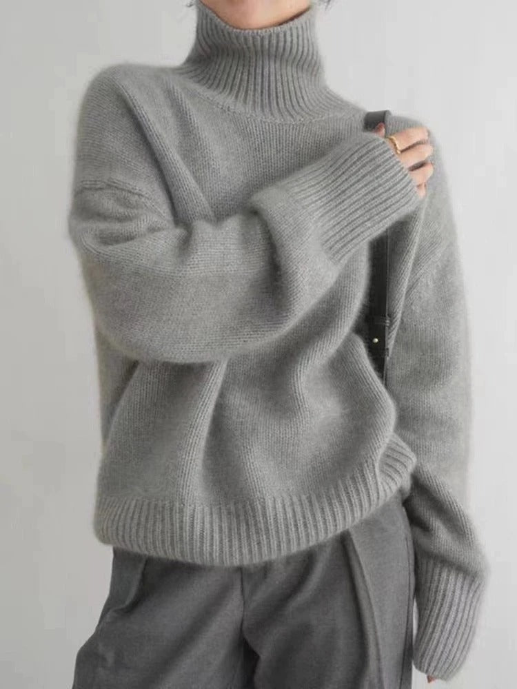 Milensa - Maglione dolcevita in lana merino caldo e confortevole