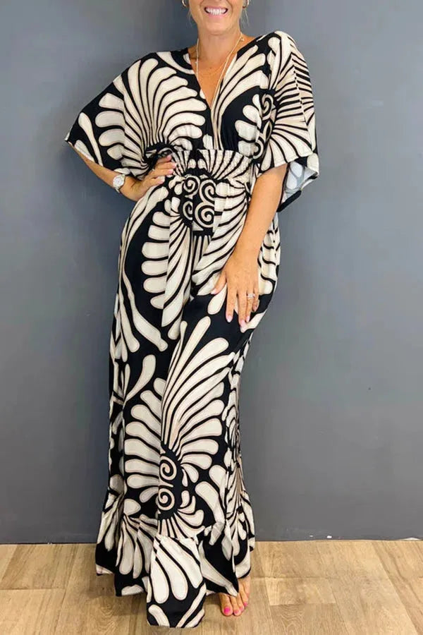 Sara - Tuta Vintage Con Maniche a Balze Floreali